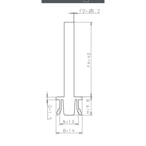 Leistenbürste 40 mm System B Nut 10