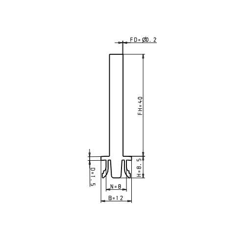 Leistenbürste ESD 40 mm System I  Nut 8