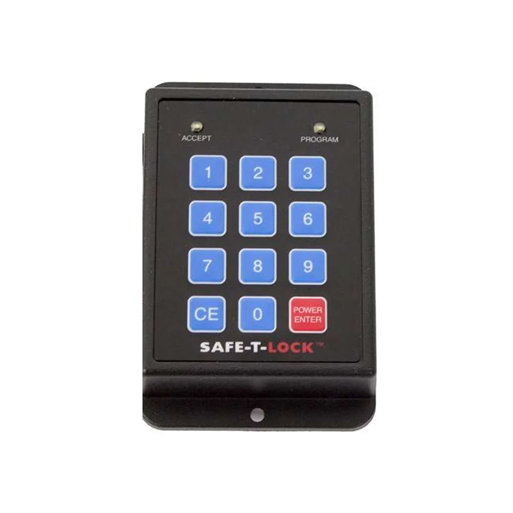 Schwarze Safe-T-Lock-Zugangstastatur mit blauen Tasten