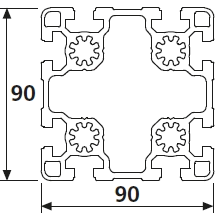Alu-Profil B-Typ 10 90×90 leicht natur -Stab-