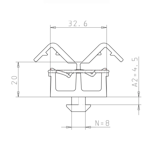 Clip-Kabelbinder 2 Kammern mit Hammer Nut 8