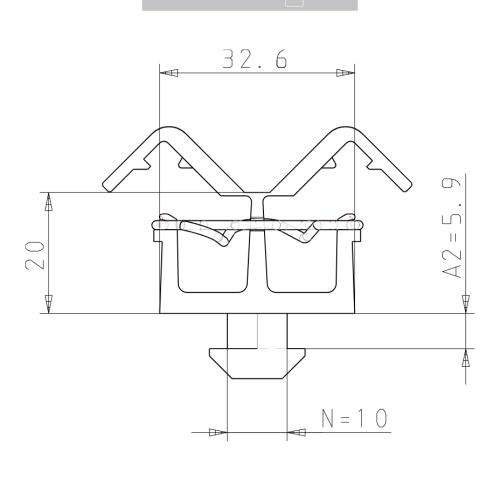 Clip-Kabelbinder 2 Kammern mit Hammer System B Nut 10