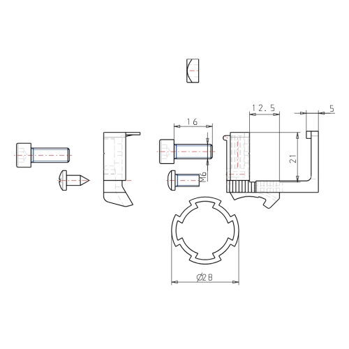 Set Rundrohr-Vario-Klemmblock D28
