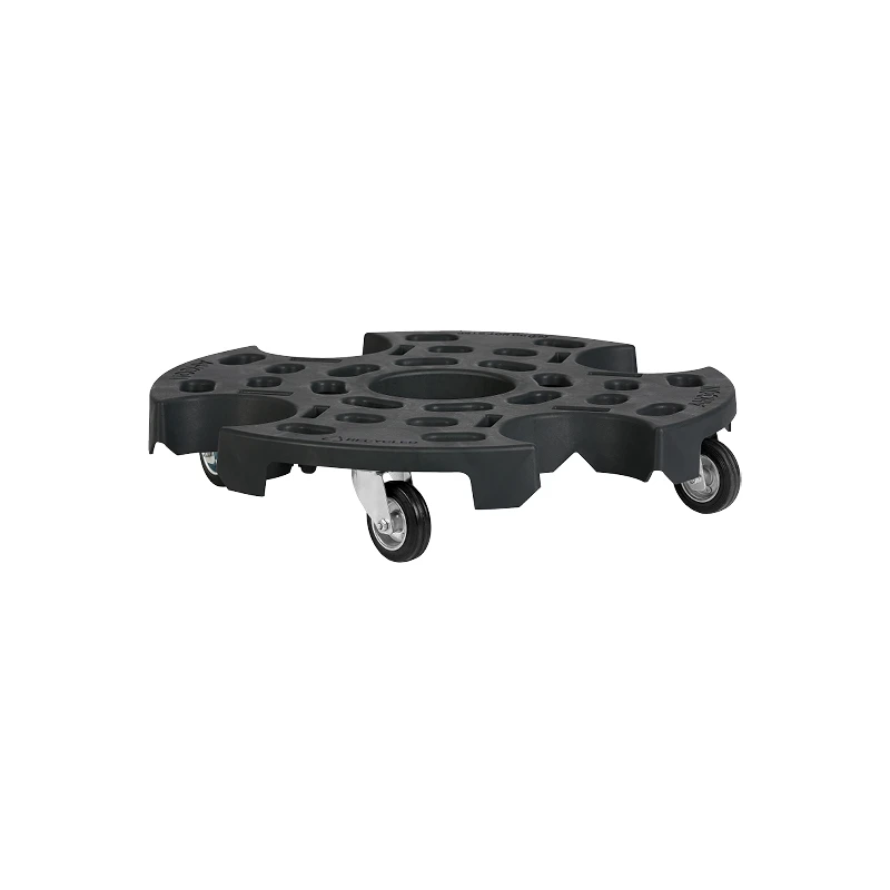 Schräg von oben gezeigter schwarzer Wheel Trolley Recycled XL mit runder Auflagefläche