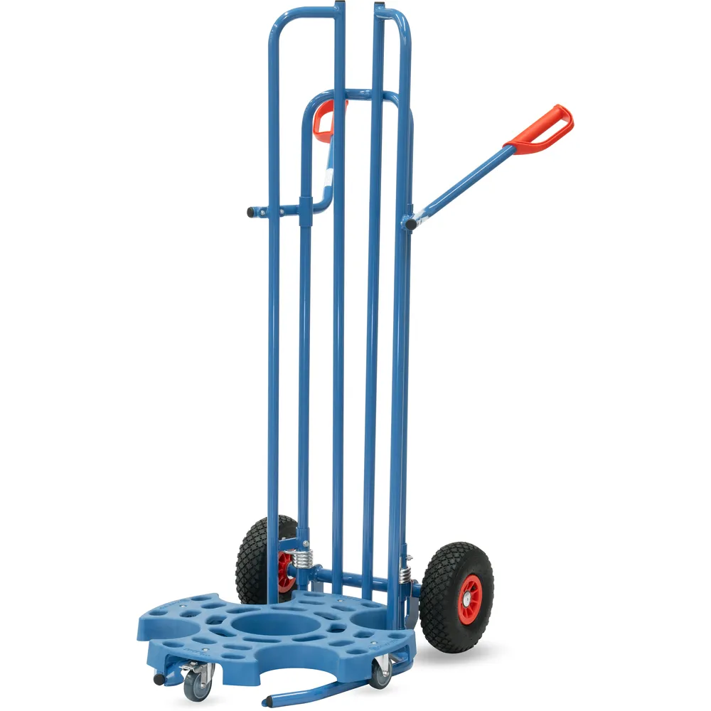 Leere Fetra-Reifenkarre neben einem blauen Reifen-Roller 4546