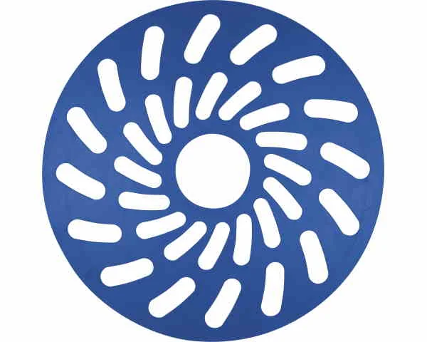Blaue runde safetydisc-turbo-Radschutzmatte mit spiralförmigen Luftöffnungen