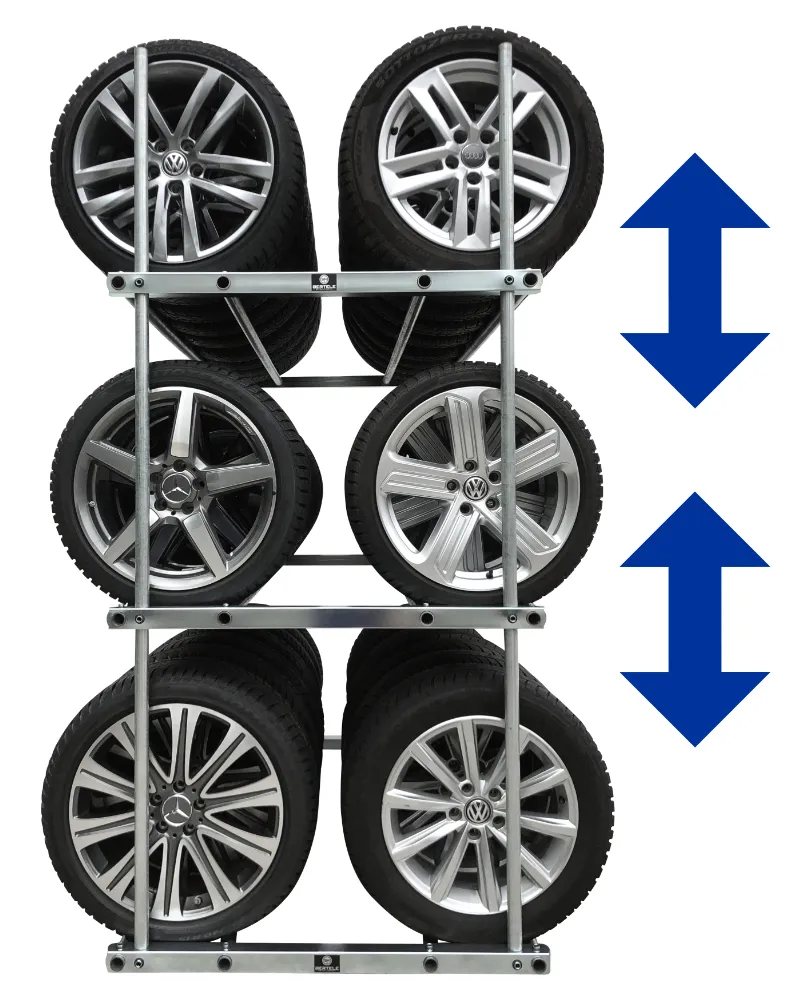 Reifenregal Doppel 80 – 5 Ebenen Grundregal
